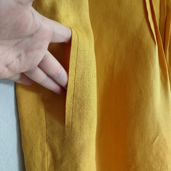 ‼️SOLD‼️ MARINA RINALDI Size US 12 Top 100% Linen Mango-Yellow Shirt Dress - Picture 12 of 16